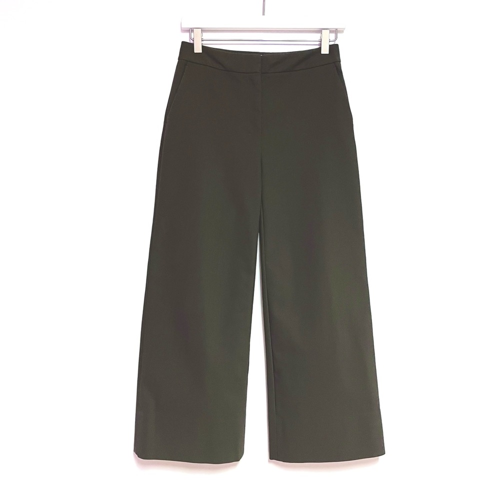 MM LAFLEUR The Anderson Wide Leg Pant Olive Green Cropped Minimalist Office - Picture 4 of 15